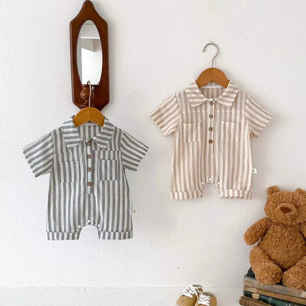 Collared Striped Linen