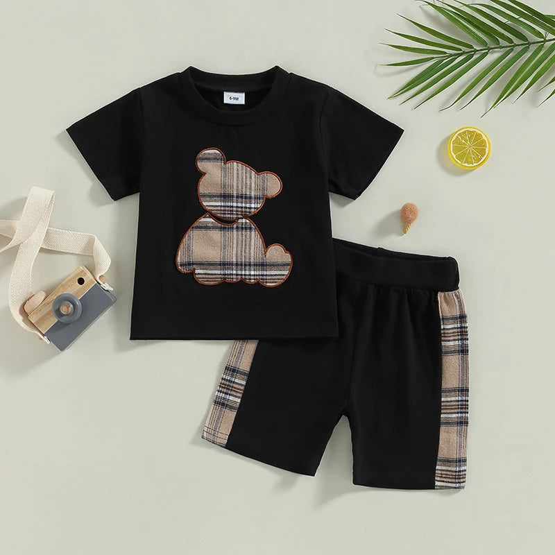 Bear Plaid Short Set
