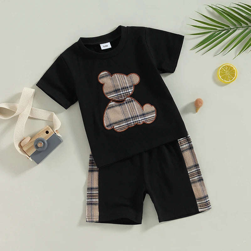 Bear Plaid Short Set
