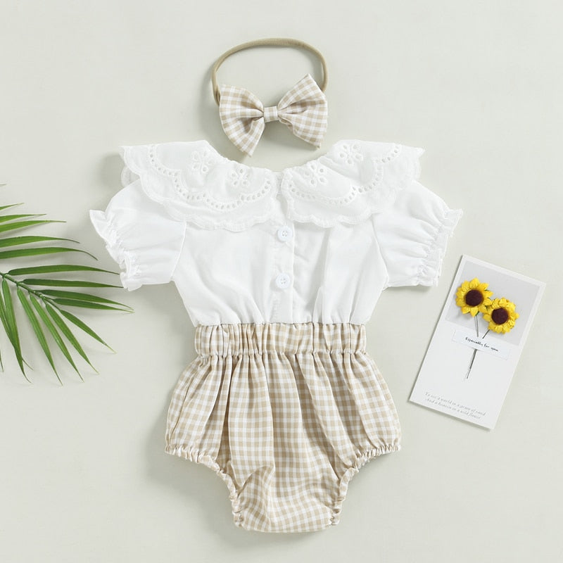 Neutral Linen Plaid Set
