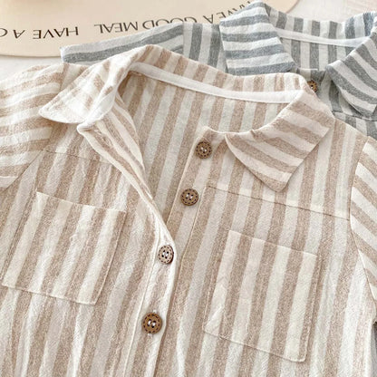 Collared Striped Linen
