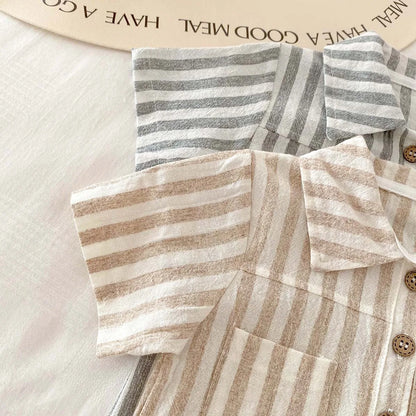 Collared Striped Linen