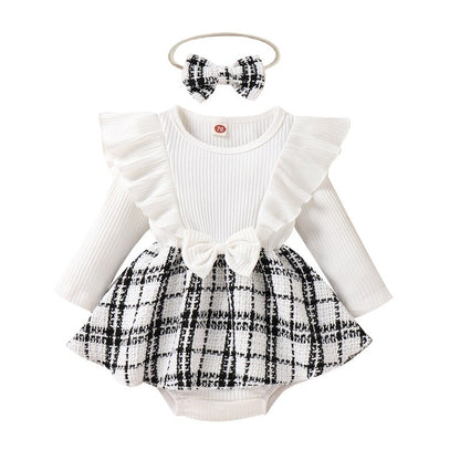 White Bow Plaid